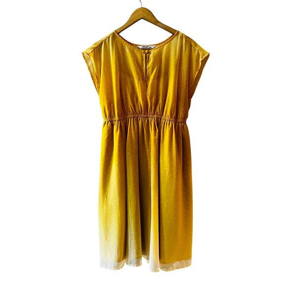 Eshakti Polka Dot Ombré Dolman Sleeve Dress Size M Medium Yellow Cream - Picture 7 of 7